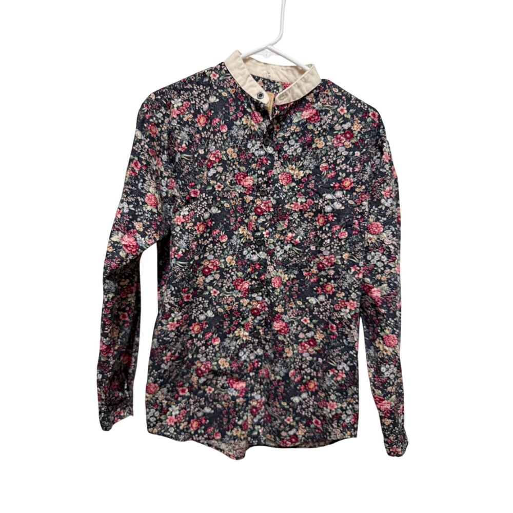WAH Maker Frontier Western Band Collar Button Down Shirt Sz Small floral print